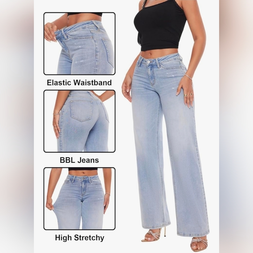 Oneso Mid Rise Wide Leg Jeans Various Sizes - Picture 8 of 16